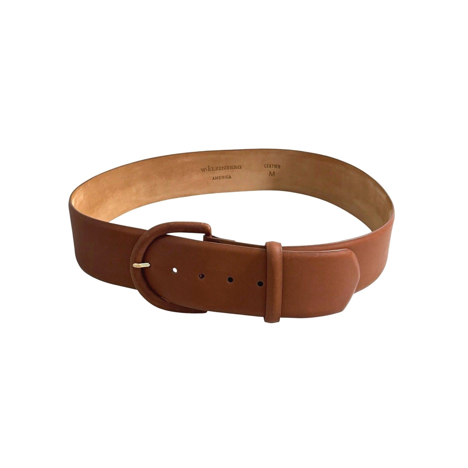 W. Kleinberg America Cognac Brown Leather Wide Waist Belt Size M Made In Usa